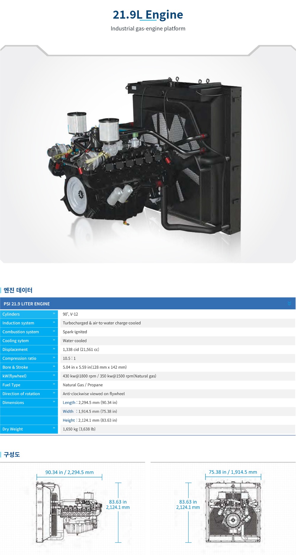 21.9L Engine specifications